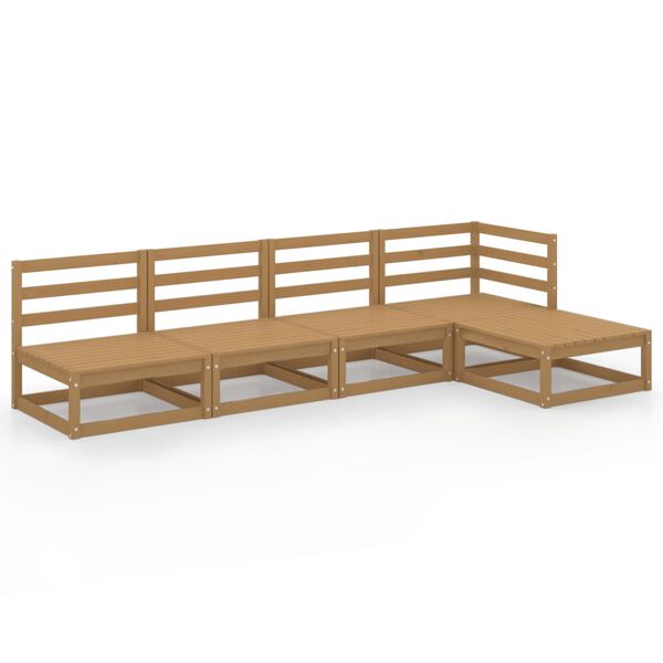 vidaXL 5 Piece Garden Lounge Set Honey Brown Solid Wood Pine