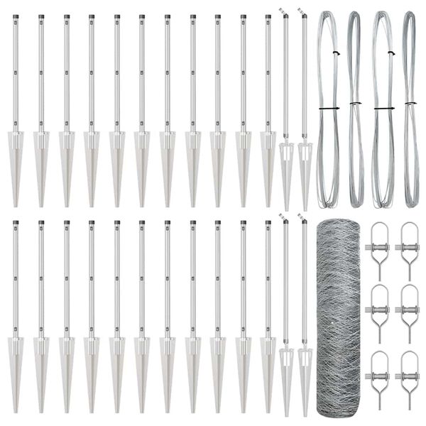 vidaXL Fence Post Silver 50 x 0.4 m (36 mm mesh) Steel