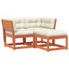 vidaXL 3 Piece Garden Sofa Set with Cushions Wax Brown Solid Wood Pine