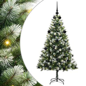 vidaXL Artificial Hinged Christmas Tree with Flocked Snow 150 cm