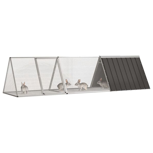 vidaXL Rabbit Cage Anthracite 302.5x80.5x71 cm Galvanised Steel
