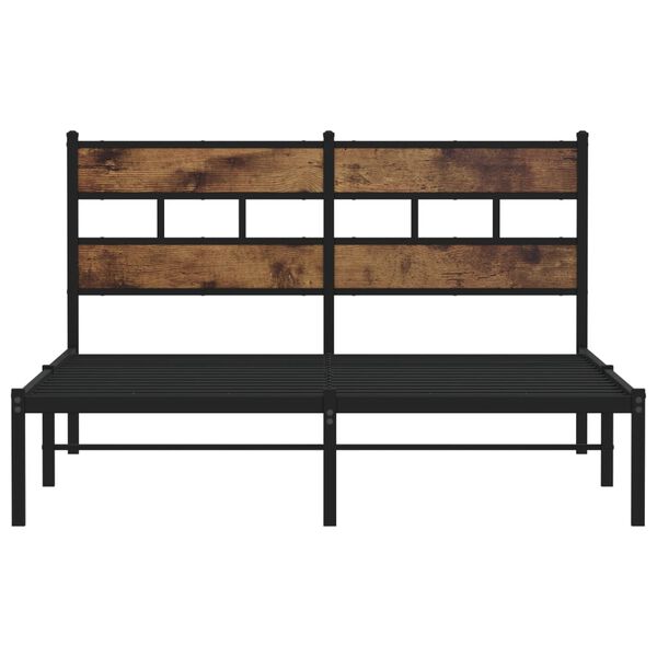vidaXL Metal Bed Frame without Mattress Smoked Oak 160x200 cm