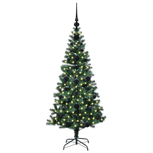 vidaXL Artificial Pre-lit Christmas Tree Green 120 cm PVC and Metal