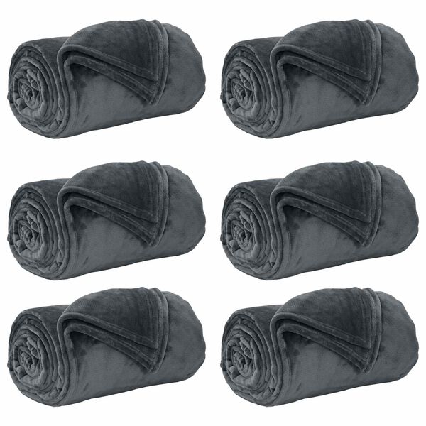 vidaXL Throw Blankets 6 pcs Dark Grey 240 x 270 cm Fleece
