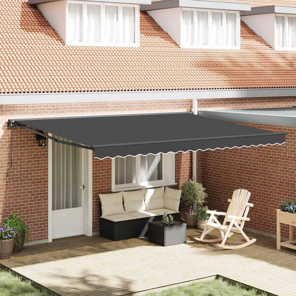 vidaXL Retractable Awning Anthracite 450 x 300 cm Polyester and Metal