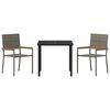 vidaXL Garden Dining Set with Cushion 3 pcs Grey Poly Rattan
