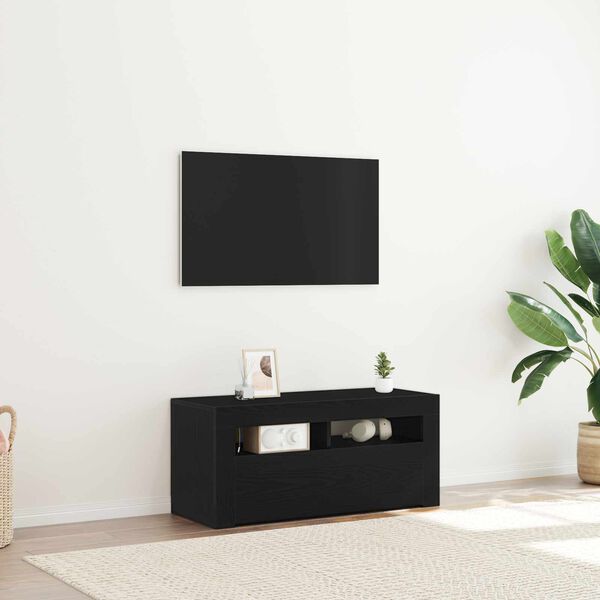 vidaXL TV Cabinet Black Oak 90 x 35 x 40 cm Engineered Wood
