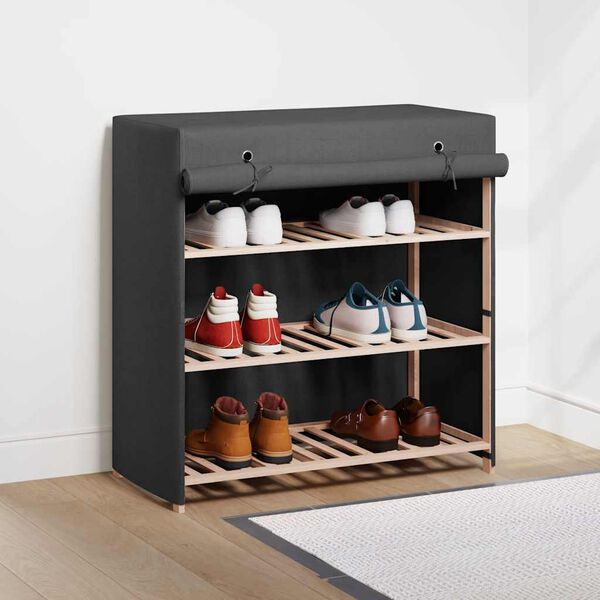 vidaXL Shoe Cabinet with Cover Grey 79x40x80 cm Fabric