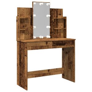 vidaXL Dressing Table with LED Lights Old Wood 96x40x142 cm