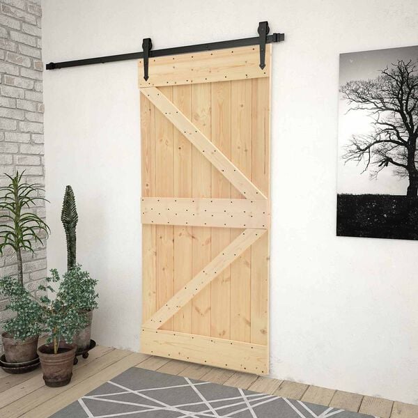 vidaXL Door NARVIK Natural 90 x 210 cm Solid Pine Wood