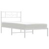 vidaXL Metal Bed Frame without Mattress with Headboard White 107x203cm