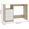 vidaXL Desk with Drawers White and Sonoma Oak 110x50x76 cm Engineered Wood