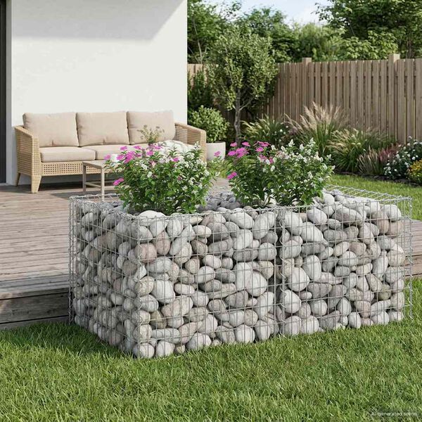 vidaXL Gabion Raised Bed Silver 100 x 100 x 60 cm Galvanised Steel