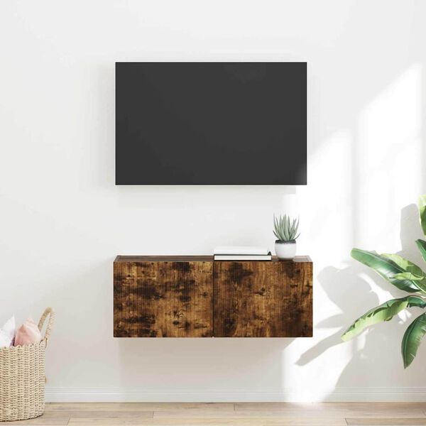 vidaXL TV Wall Cabinet Smoked Oak 78.5 x 31 x 29.5 cm Engineered Wood