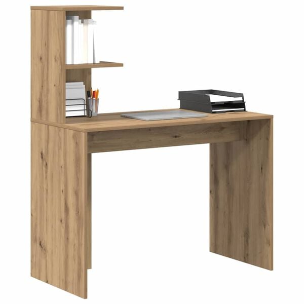 vidaXL Desk with Shelf Artisan Oak 102 x 50 x 124 cm Engineered Wood
