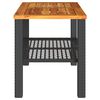 vidaXL Garden Table Black 70x38x42 cm Poly Rattan Acacia Wood