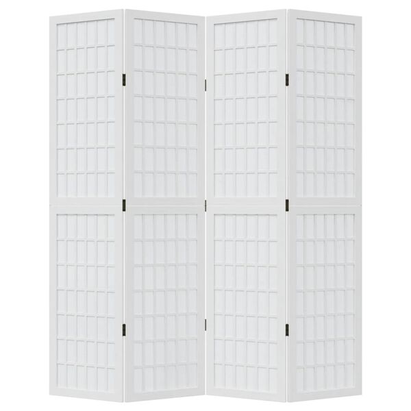 vidaXL Room Divider 4 Panels White Solid Wood Paulownia