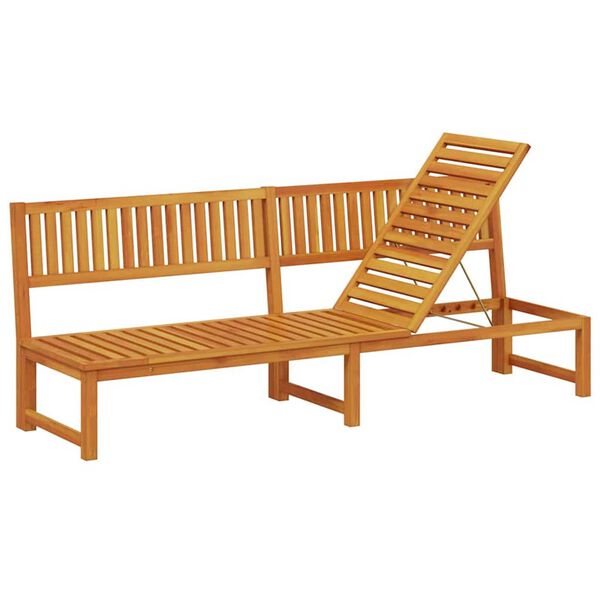vidaXL Sun Lounger Reclining Brown 200 x 57 x 75cm Solid Acacia wood
