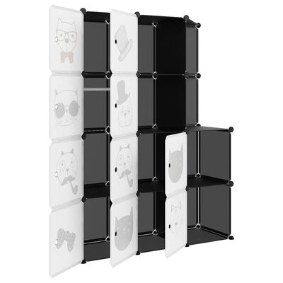 vidaXL Cube Storage Cabinet for Kids with 10 Cubes Black PP