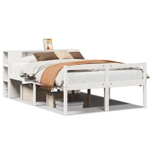 vidaXL Bookcase Bed without Mattress White 120x190 cm Small Double Solid Wood Pine