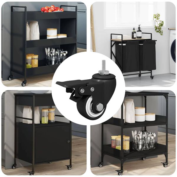 vidaXL Casters 12 pcs Black M6 x 37 mm Iron and Nylon