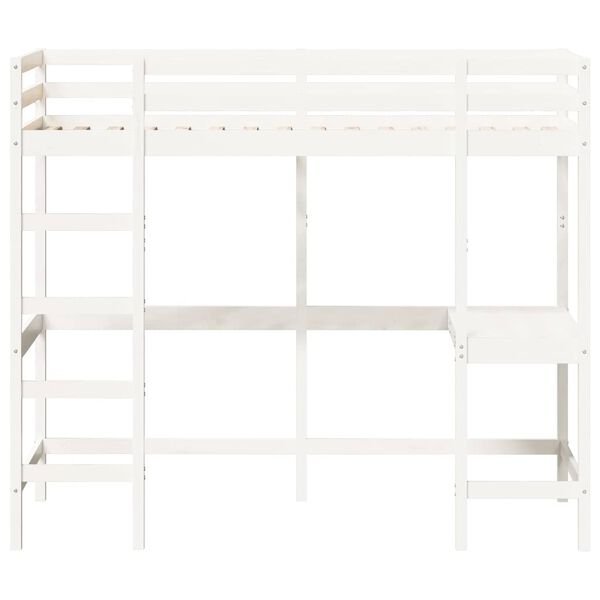 vidaXL Loft Bed without Mattress White 90x190 cm Single Solid Wood Pine