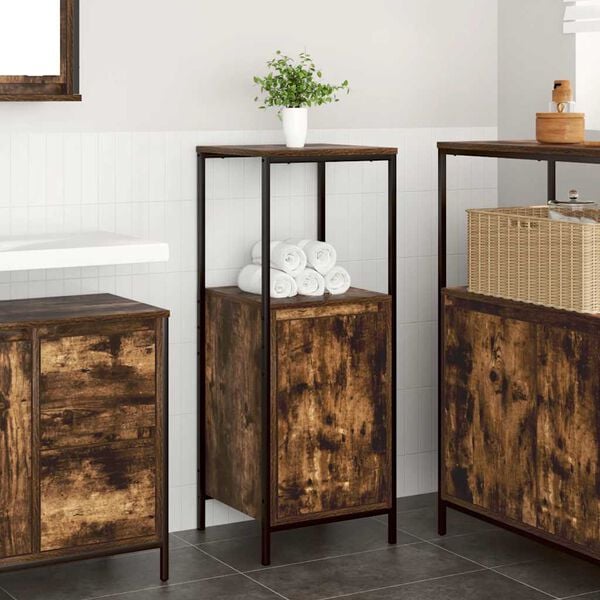vidaXL Bathroom Cabinet with Shelves Smoked Oak 36x35x95 cm