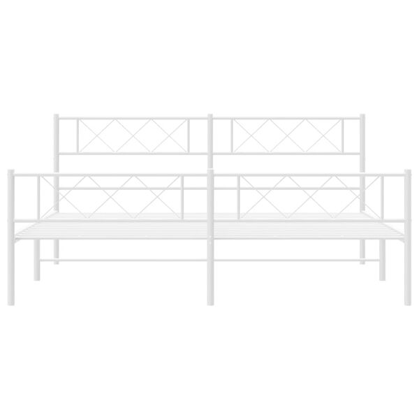 vidaXL Metal Bed Frame without Mattress with Footboard White 200x200cm