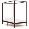 vidaXL Canopy Bed Frame without Mattress Dark Brown Pine Wood 140x200 cm (283271+321988)
