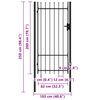 vidaXL Fence Gate Boxtel Single Door with Spike Top Steel 1x2 m Black