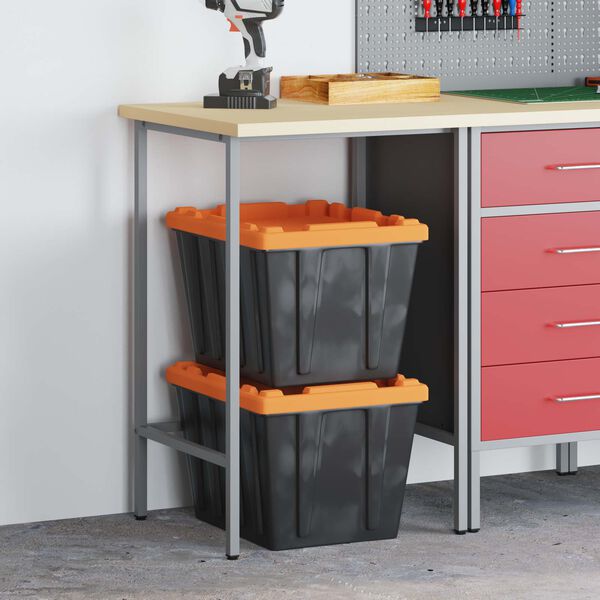 vidaXL Work Cabinet with Drawer 2 pcs Red and Grey 100 x 55 x 85 cm