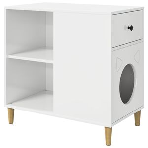 vidaXL Cat House Gloss White 72 x 42.5 x 70 cm Engineered Wood