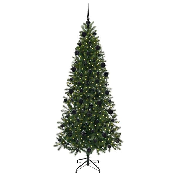 vidaXL Artificial Christmas Tree with 300 LEDs Green 210 cm PE and PVC