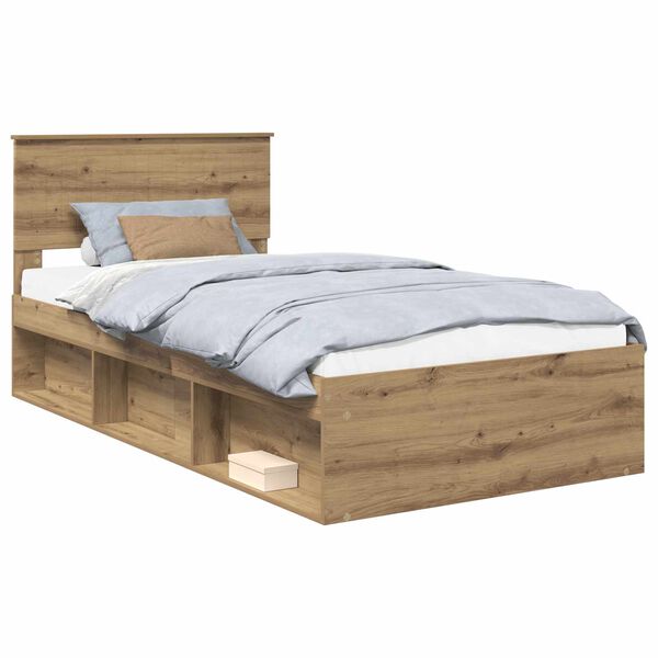 vidaXL Bed Frame Artisian Oak 100 x 200 cm Solid Pine Wood