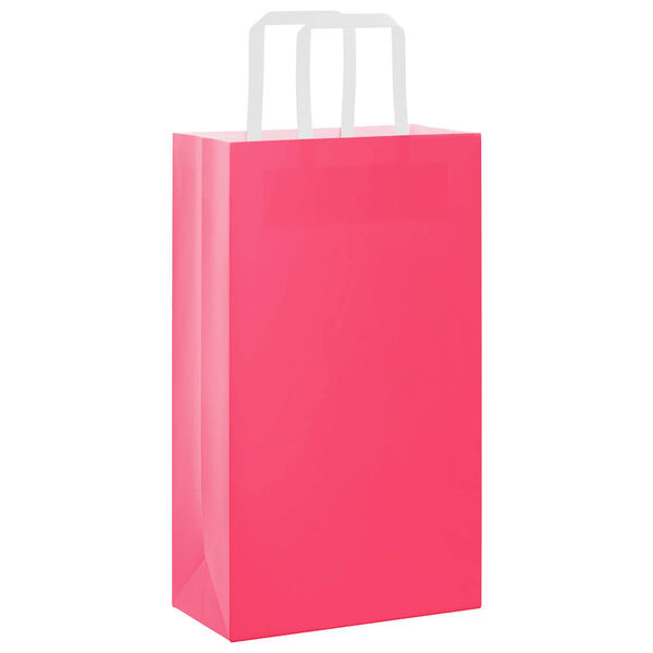 vidaXL Paper Bags 250 pcs with Handles Pink 21x11x36 cm