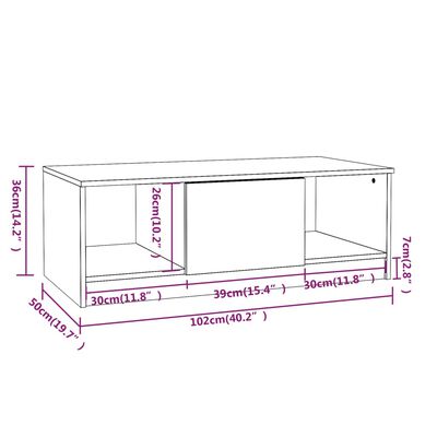 vidaXL Coffee Table Concrete Grey 102x50x36 cm Engineered Wood