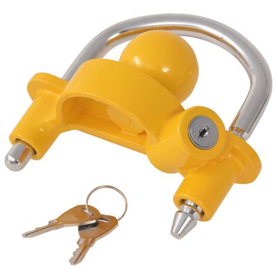 vidaXL Trailer Lock with 2 Keys Steel and Aluminium Alloy Yellow