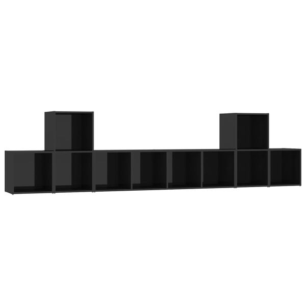 vidaXL 5 Piece TV Cabinet Set High Gloss Black Engineered Wood
