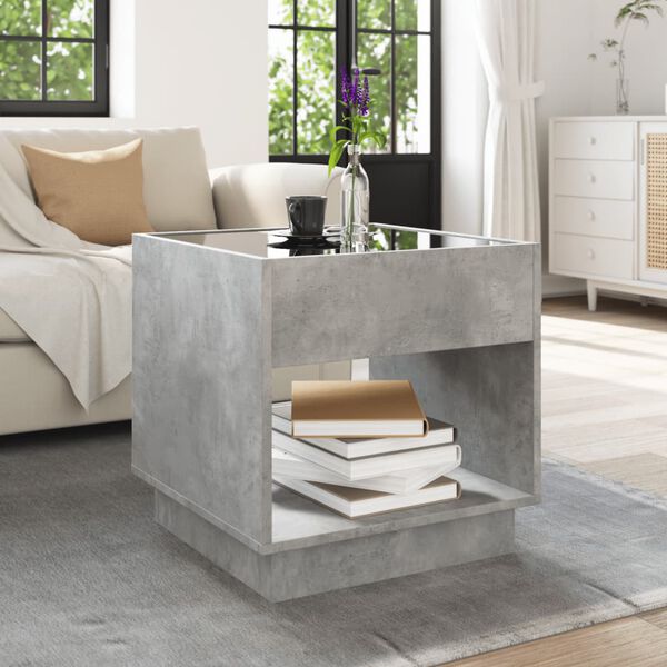 vidaXL Coffee Table with Infinity LED Concrete Grey 50x50x50 cm