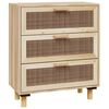 vidaXL Sideboard Brown 60x30x70 cm Solid Wood Pine and Natural Rattan