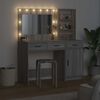vidaXL Dressing Table with Mirror Lights 2 pcs Grey Engineered Wood