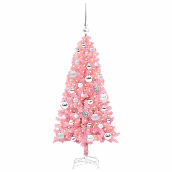 vidaXL Christmas Tree with 150 LEDs with Stand Pink 120 cm PVC