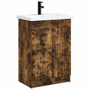 vidaXL Bathroom Furniture Set Smoked Oak 78.5 x 37.5 x 81 cm