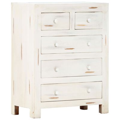 vidaXL Drawer Cabinet White 58x30x75 cm Solid Acacia Wood