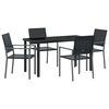 vidaXL Garden Dining Set 5 pcs Black PE Rattan