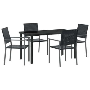 vidaXL Garden Dining Set 5 pcs Black PE Rattan