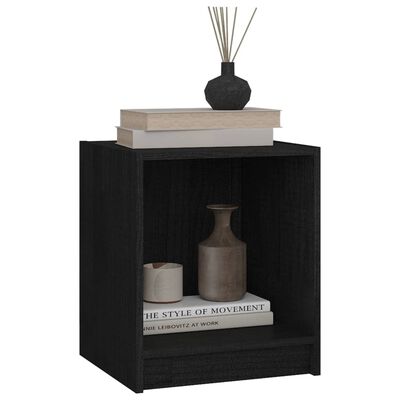 vidaXL Bedside Cabinet Black 35.5x33.5x41.5 cm Solid Pinewood