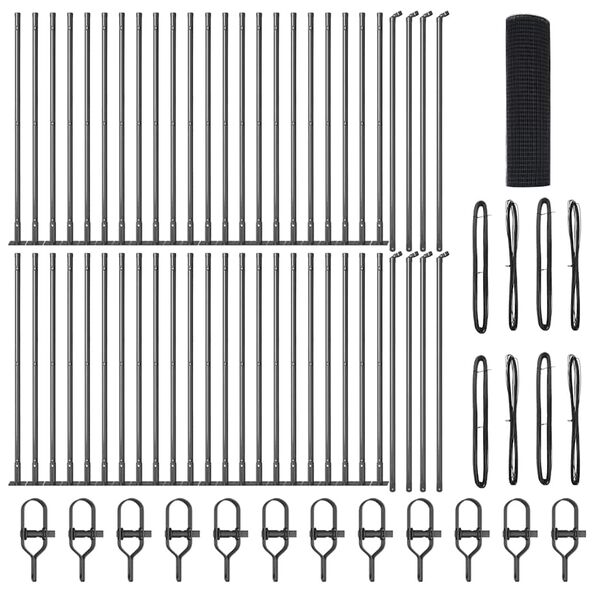 vidaXL Fence Post Grey 100 x 1 m (12 x 12 mm mesh) Steel and PVC