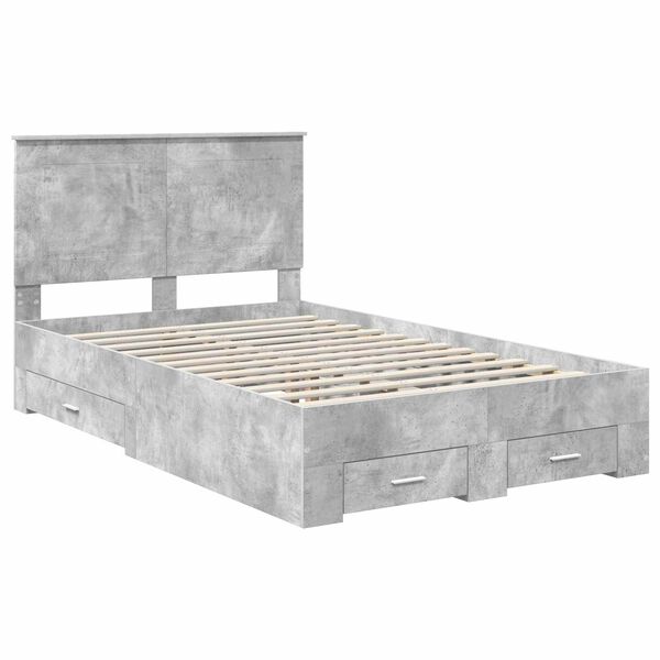 vidaXL Bed Frame Concrete Grey 120 x 190 cm Engineered Wood