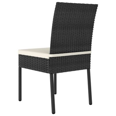 vidaXL 3 Piece Outdoor Dining Set with Cushions Poly Rattan Black
